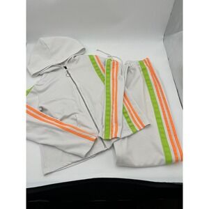 Vintage Forenza White & Neon Striped Track Suit